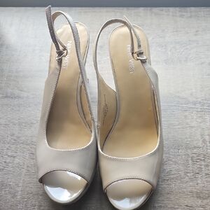 Nine West Women's Nude Peep-Toe Slingback Heels